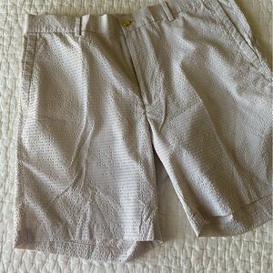 Peter Millar brown and white seersucker shorts size 35 EUC